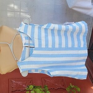 LAURA CONRAD blue and white, sleeveless summer top.  Size M. NWT